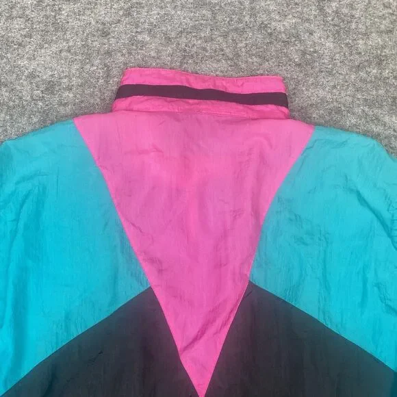 Vintage Windbreaker Women Large Forteza Colorblock Retro Nylon Parachute 80s - Picture 9 of 16